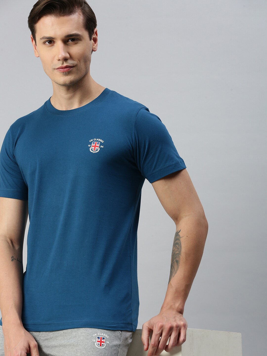 

ONN Round Neck Short Sleeves Durable Pure Cotton T-shirt, Teal
