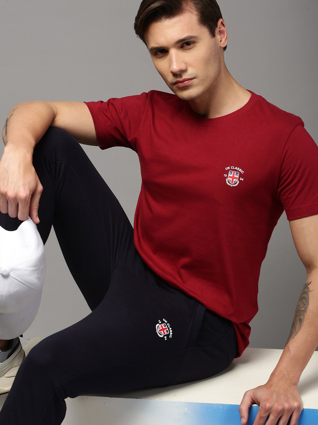 

ONN Round Neck Short Sleeves Durable Pure Cotton T-shirt, Maroon