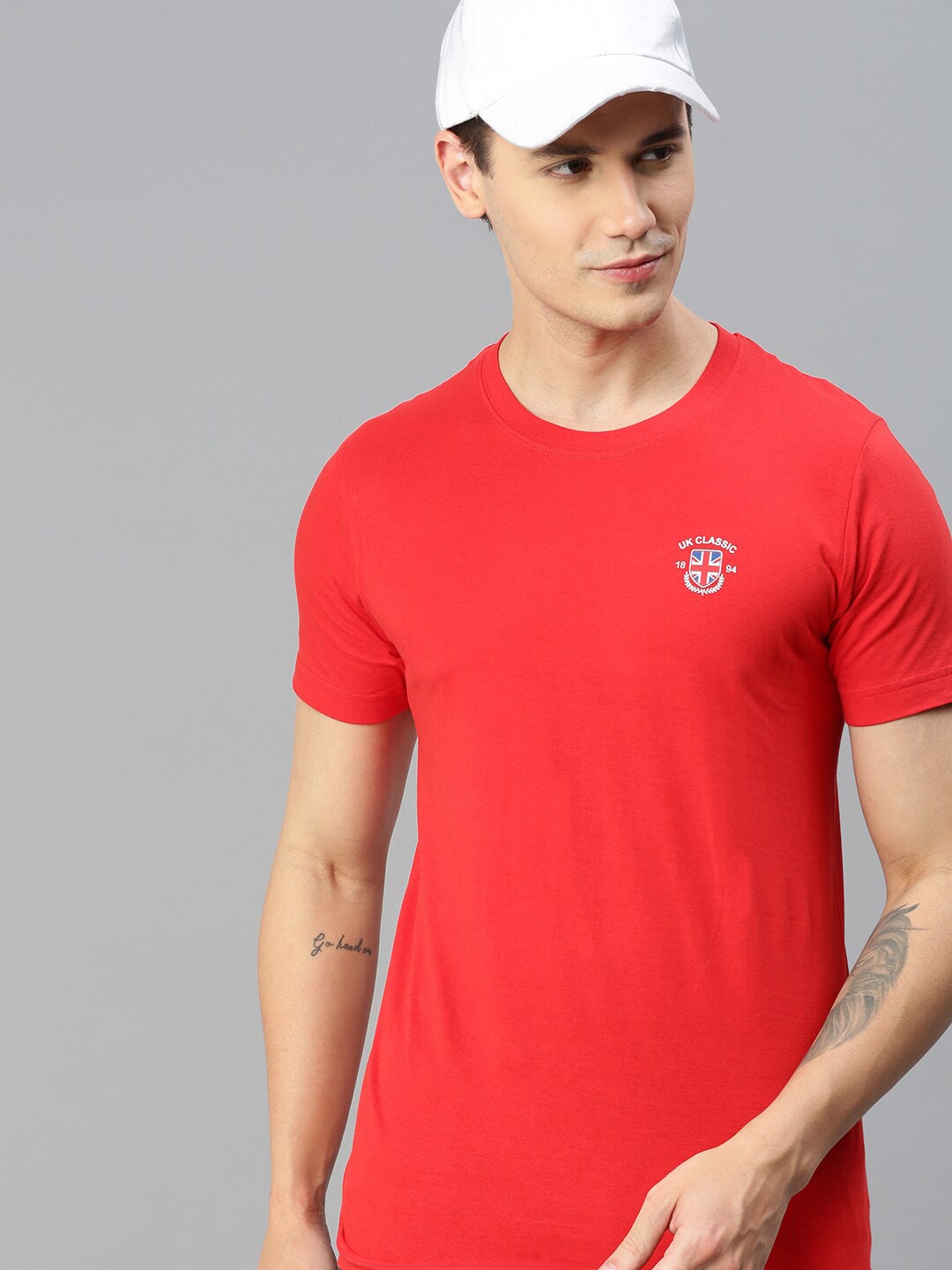 

ONN Round Neck Short Sleeves Pure Cotton Running T-shirt, Red