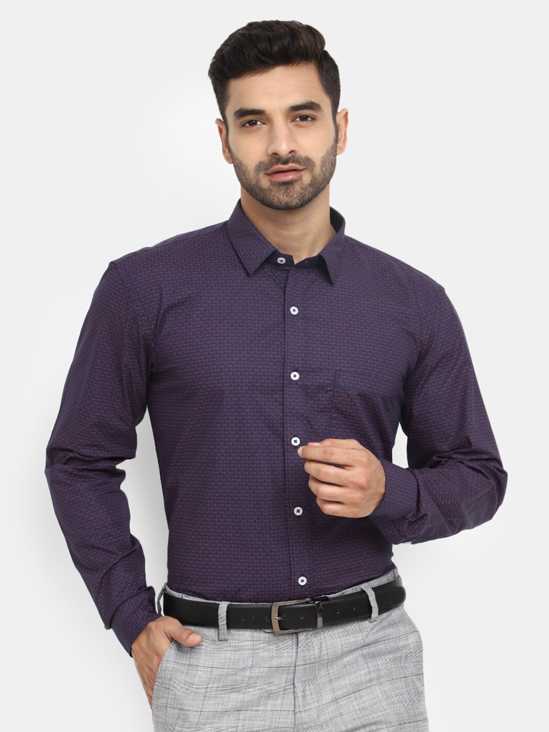 

J White by Vmart Classic Micro Ditsy Printed Cotton Formal Shirt, Purple