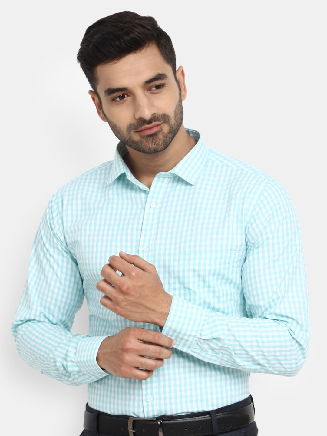 

V-Mart Classic Checked Cotton Formal Shirt, White