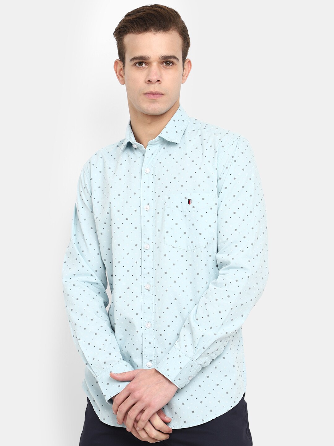 

V-Mart Classic Conversational Printed Cotton Casual Shirt, Blue