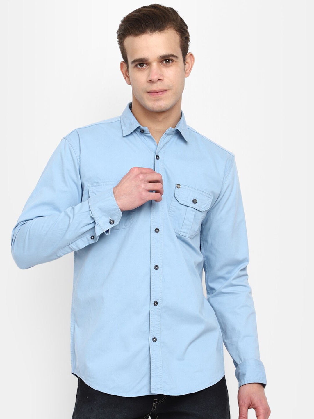 

V-Mart Classic Fit Spread Collar Opaque Casual Shirt, Blue