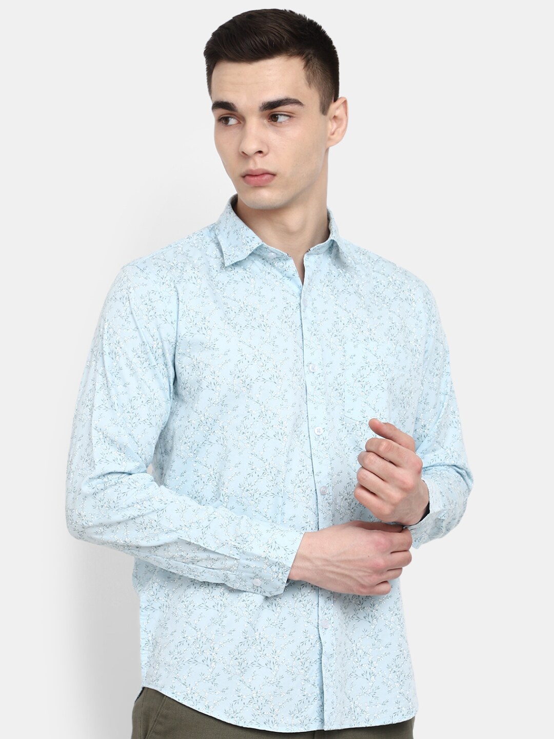 

V-Mart Classic Floral Printed Cotton Casual Shirt, Blue