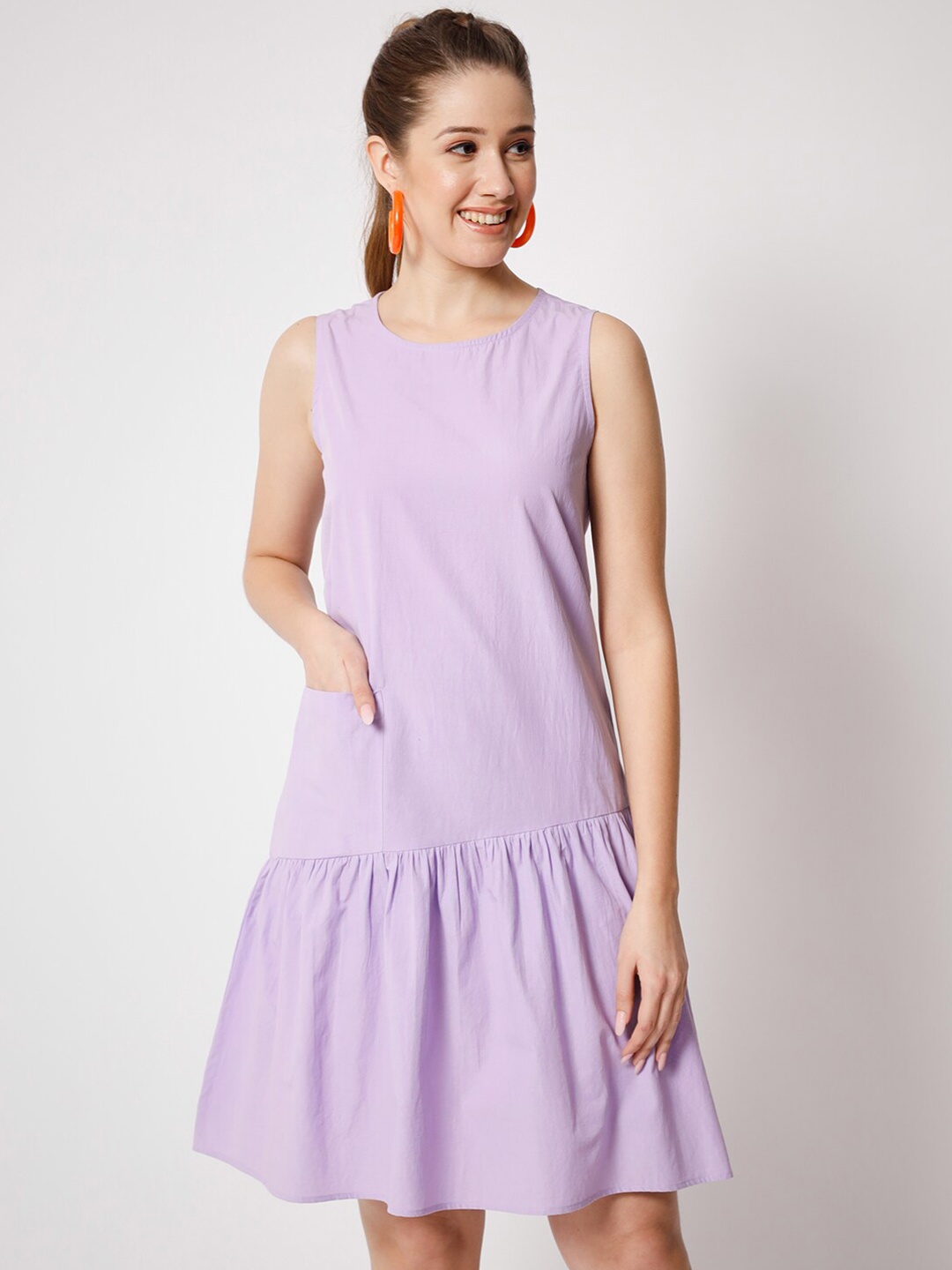 

CHARMGAL Sleeveless Drop-Waist Dress, Lavender