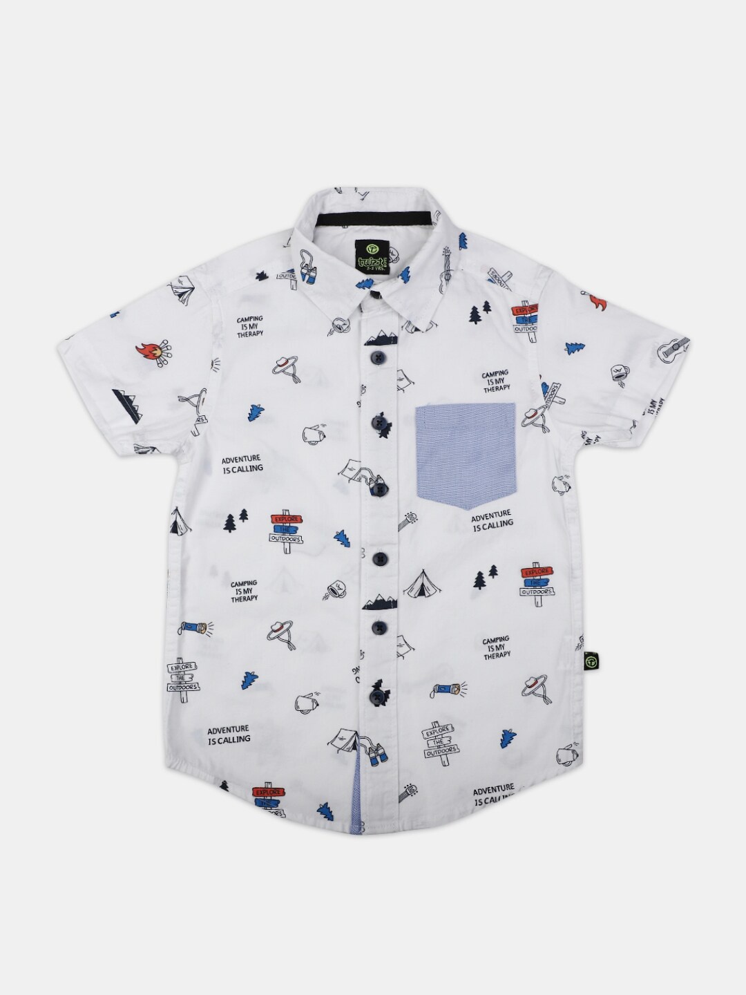 

V-Mart Boys Conversational Printed Cotton Casual Shirt, White