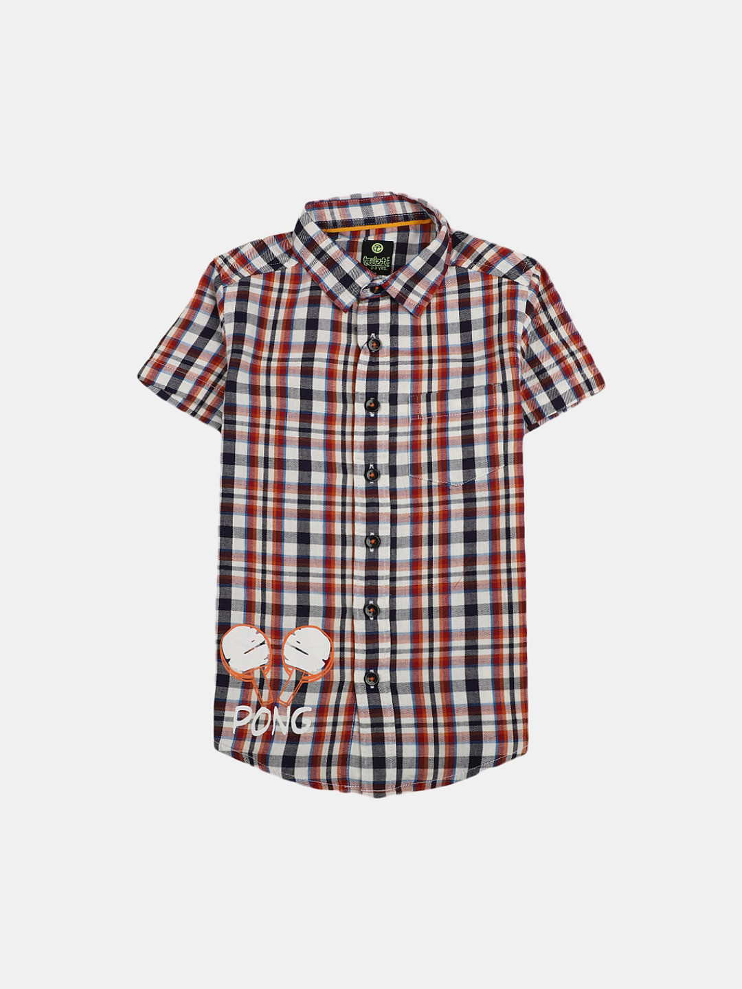 

V-Mart Boys Classic Checked Spread Collar Cotton Casual Shirt, Orange