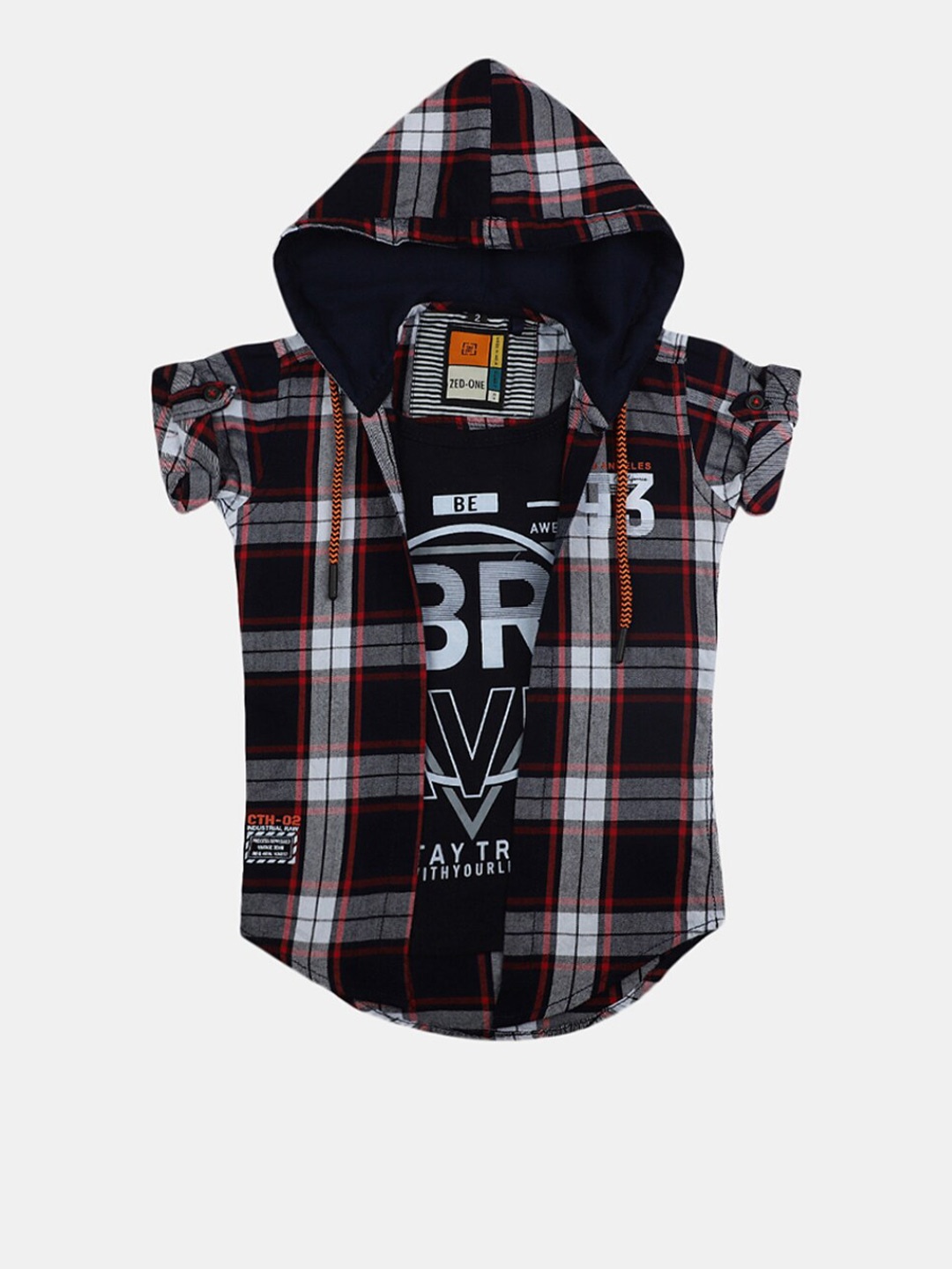 

V-Mart Boys Tartan Checked Classic Fit Cotton Casual Shirt, Navy blue