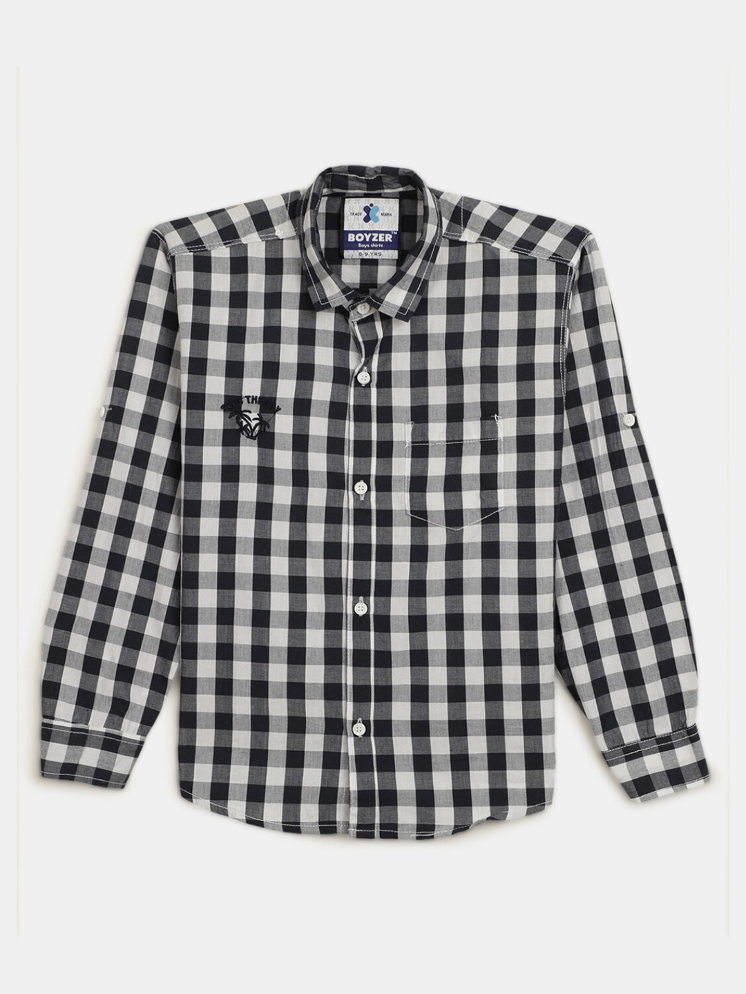 

V-Mart Classic Boys Gingham Checked Cotton Casual Shirt, Black