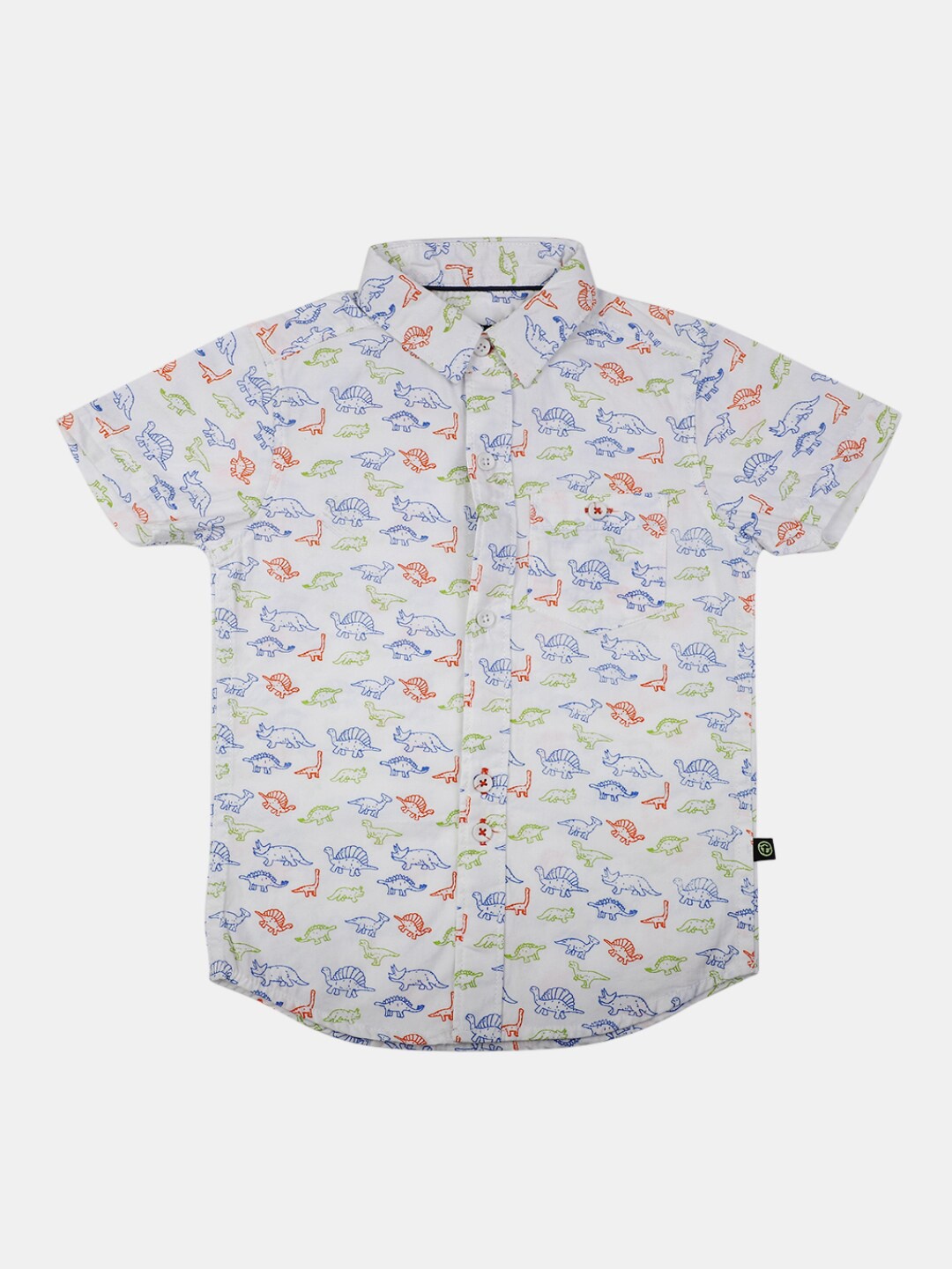 

V-Mart Boys Classic Conversational Printed Cotton Casual Shirt, White