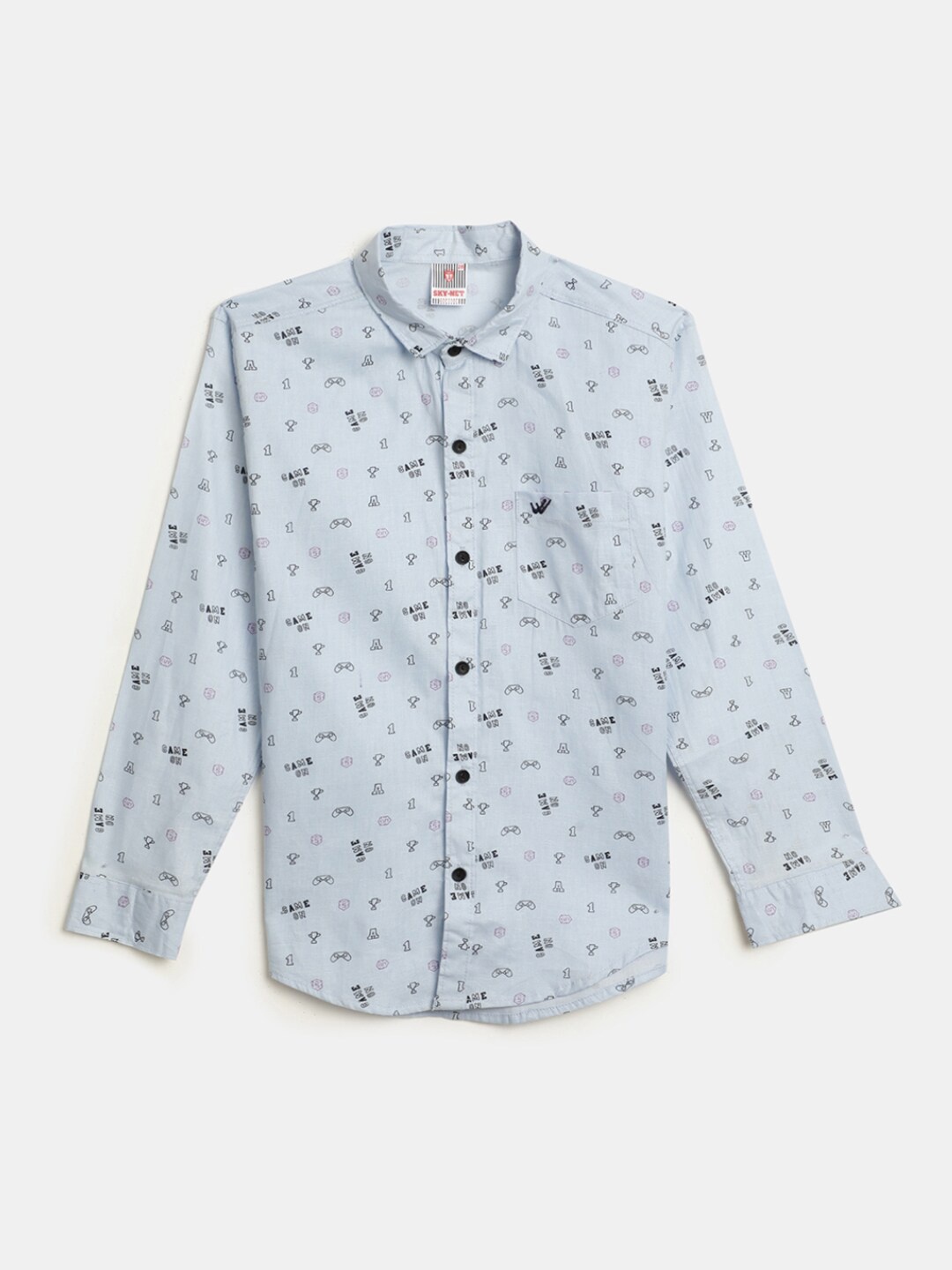 

V-Mart Boys Classic Typography Printed Cotton Casual Shirt, Blue