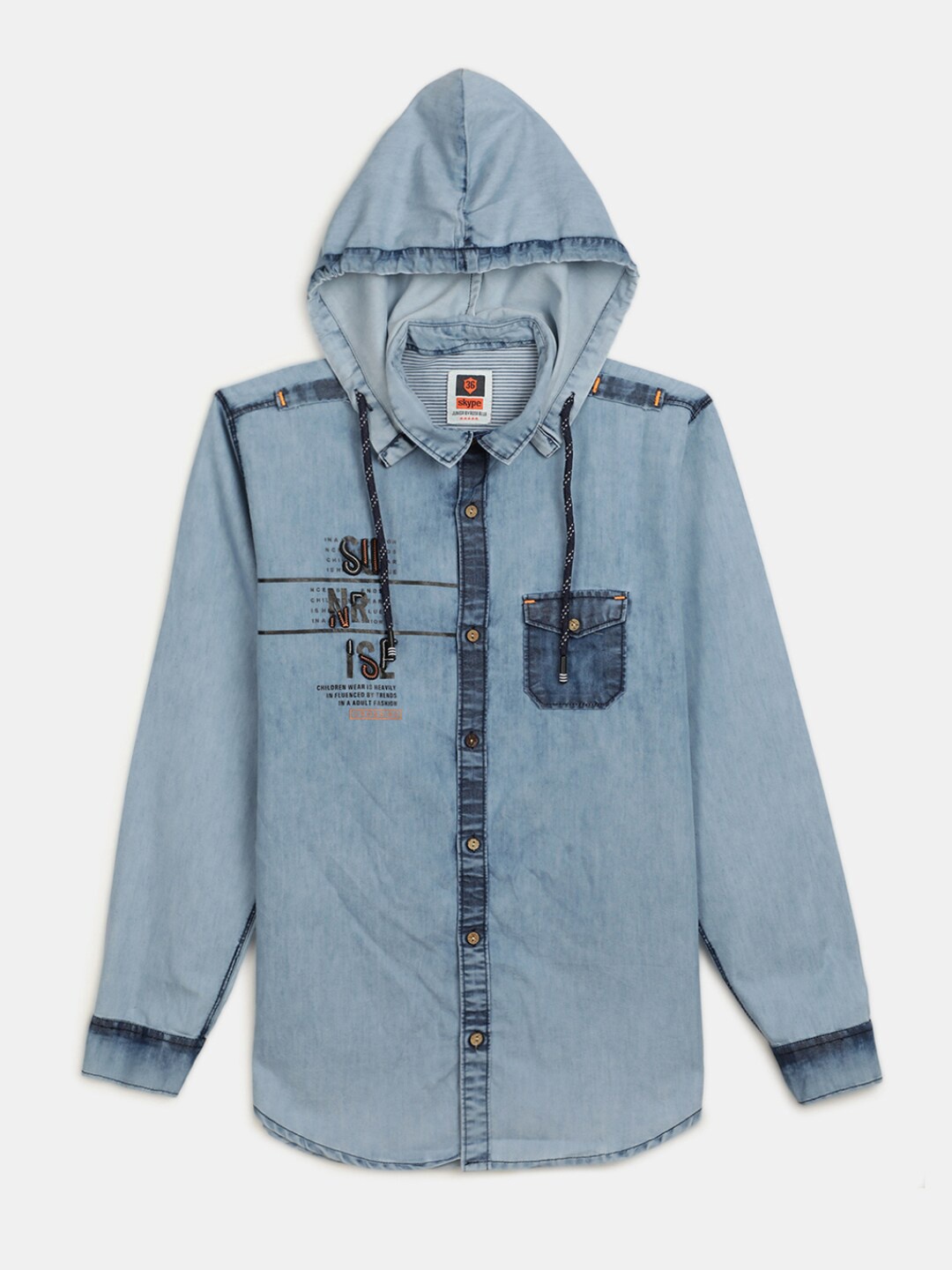 

V-Mart Boys Hooded Long Sleeves Classic Cotton Casual Shirt, Blue