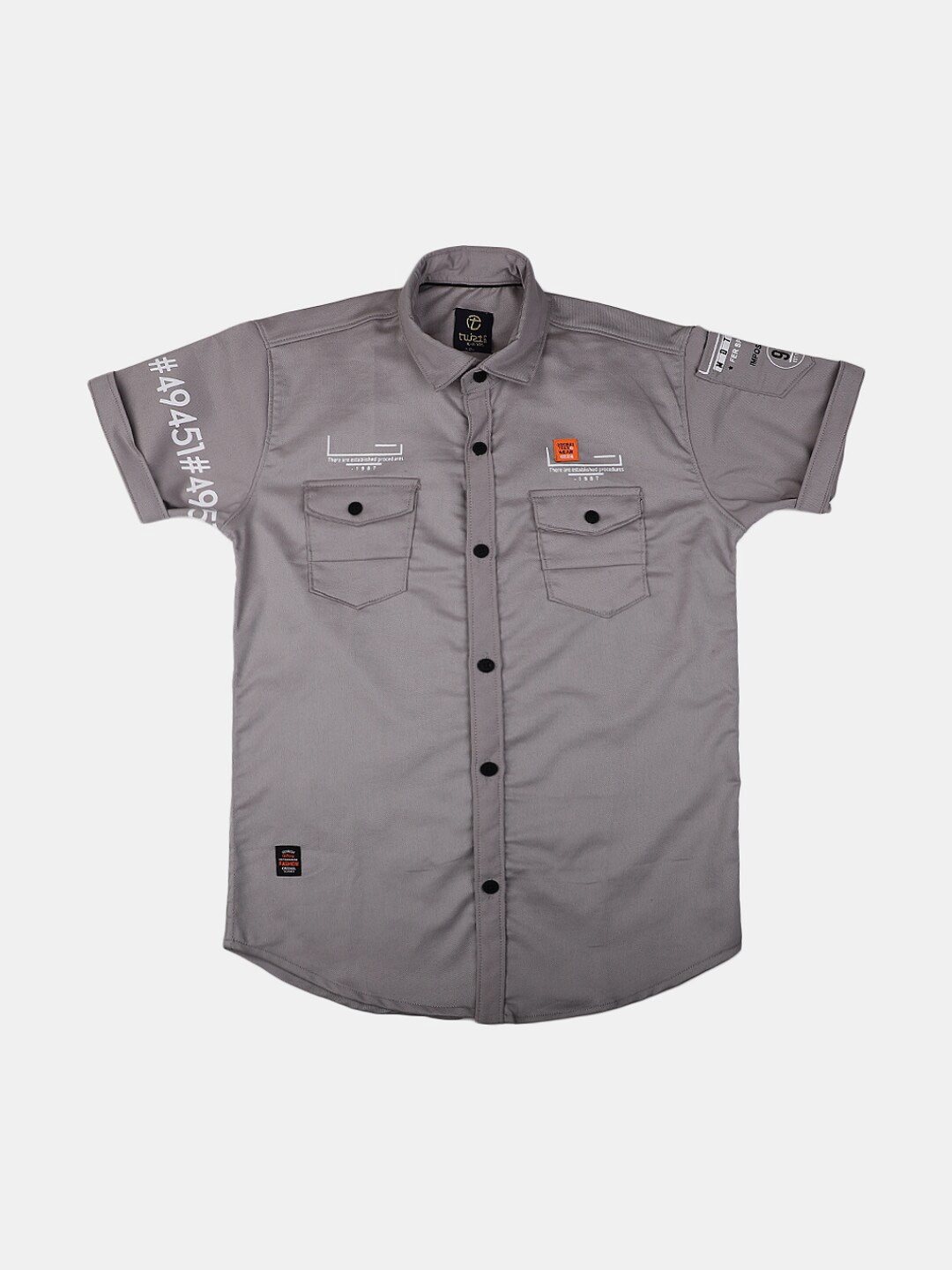 

V-Mart Boys Typography Printed Classic Cotton Casual Shirt, Grey