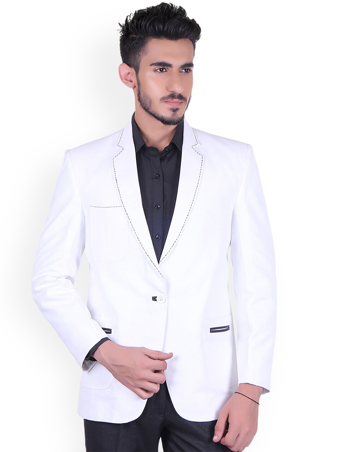 

Shaftesbury London Slim Fit Single Breasted Blazer, White