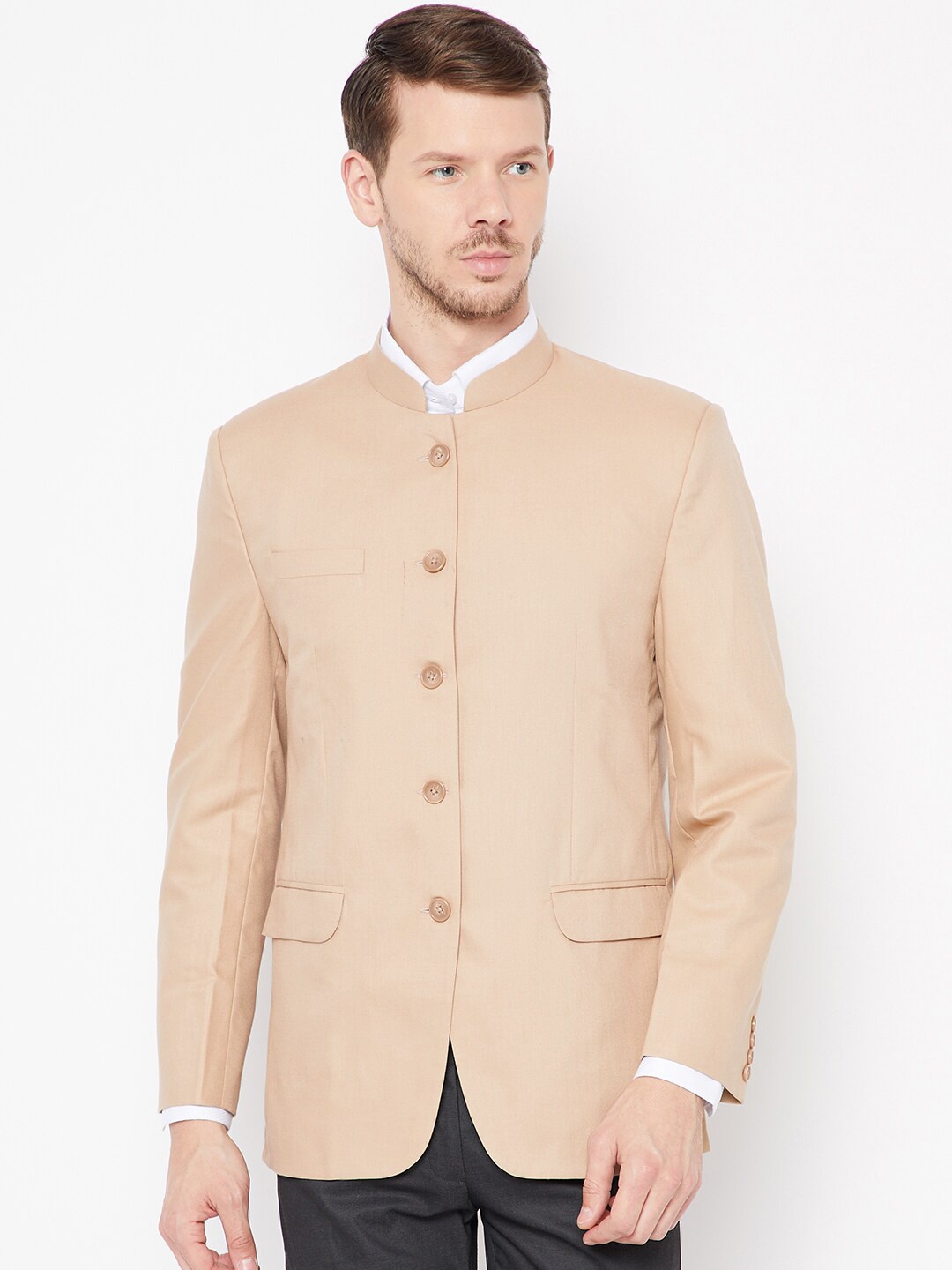 

Shaftesbury London Slim-Fit Single-Breasted Formal Blazer, Beige