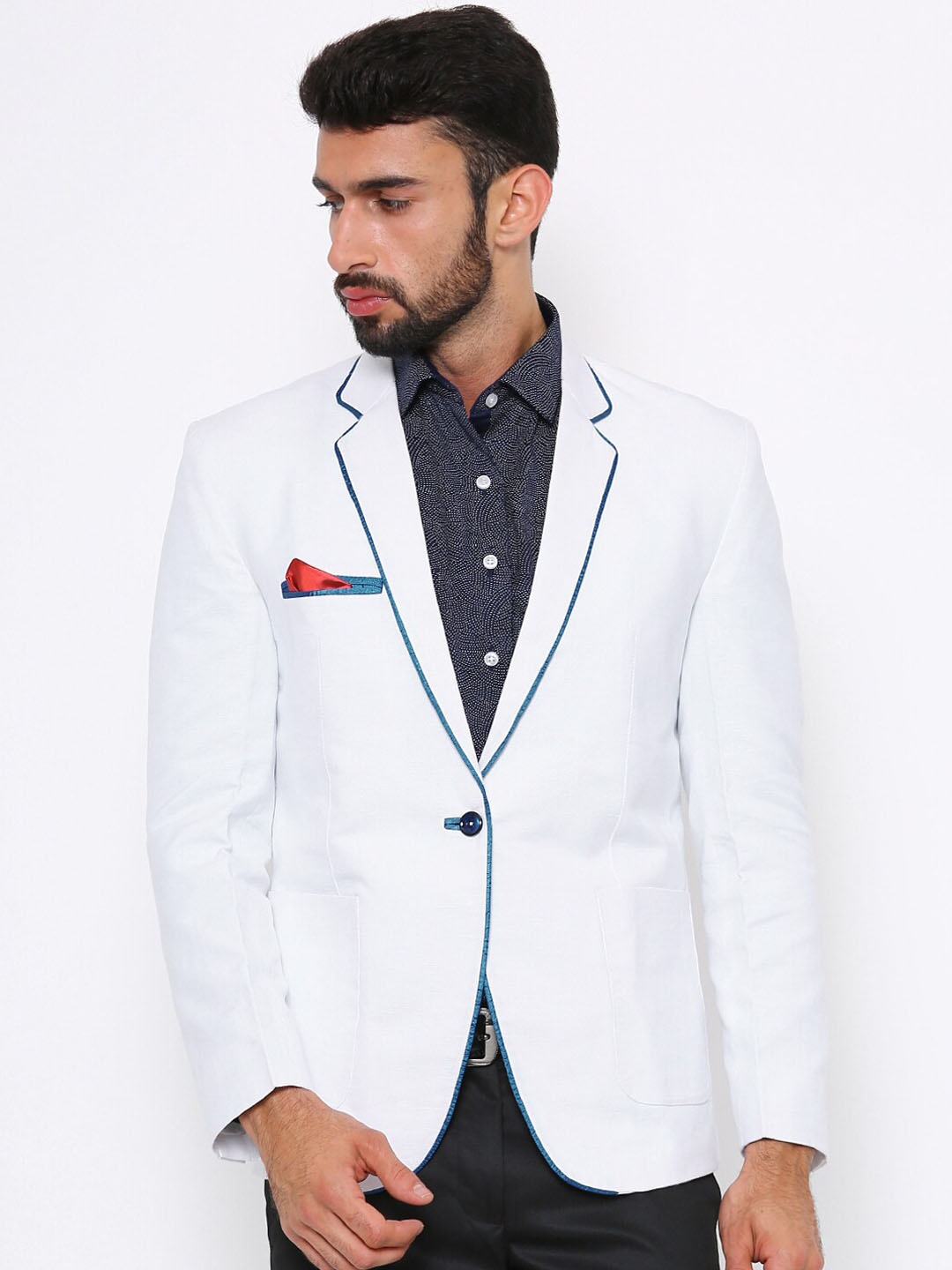 

Shaftesbury London Slim-Fit Single Breasted Formal Blazer, White
