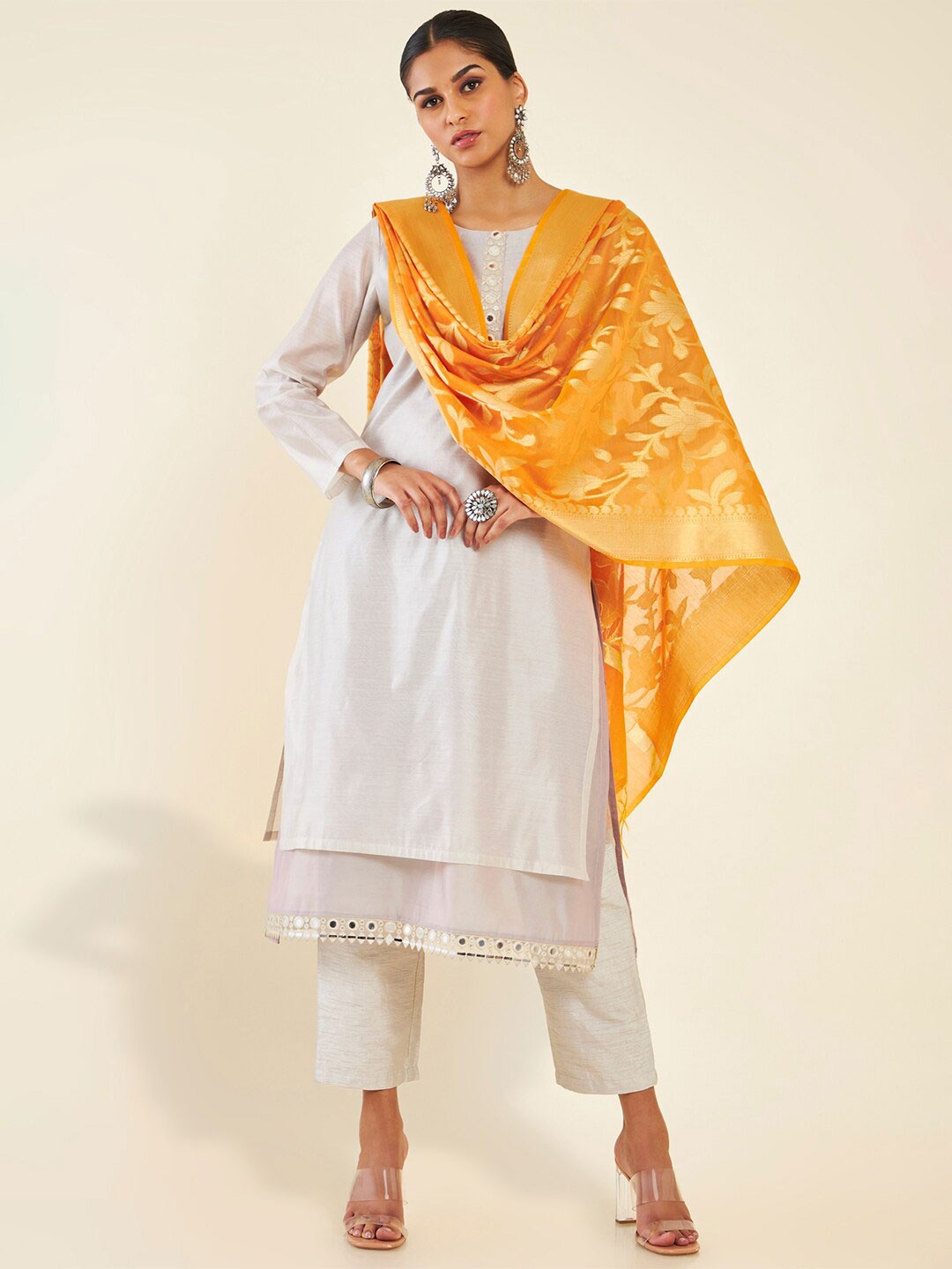 

Soch Woven Design Dupatta with Zari, Mustard