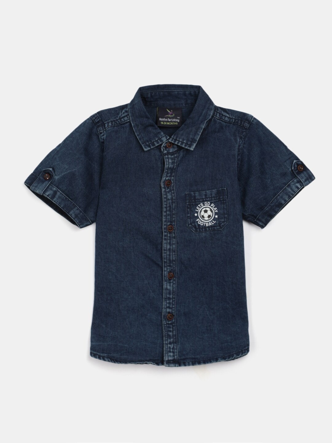 

V-Mart Kids Spread Collar Short Sleeves Classic Denim Casual Shirt, Blue