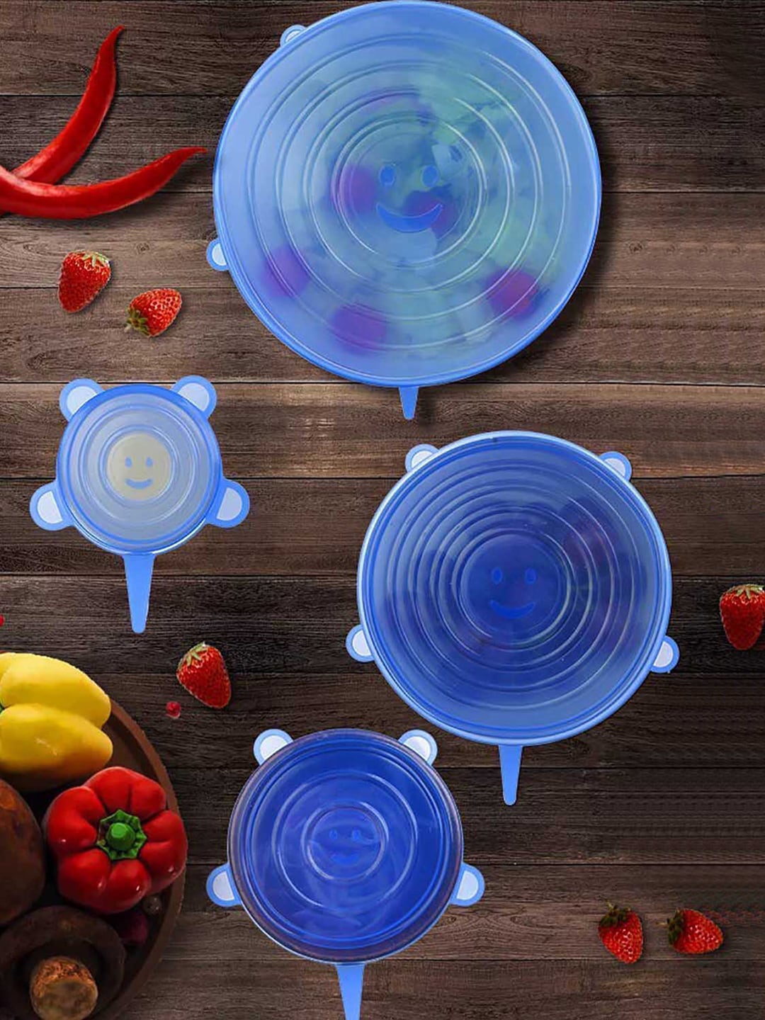 

ZURU BUNCH Blue 6 Pieces Textured Microwave Safe Silicon Cover Lids