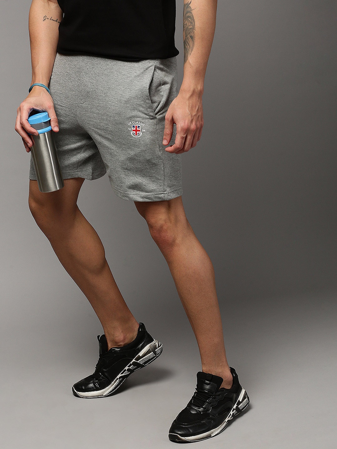 

ONN Men Regular Fit Sports Shorts, Grey melange