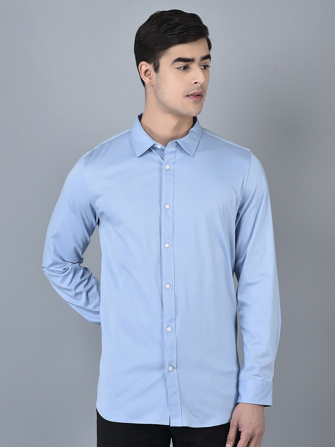 

CANOE Spread Collar Cotton Casual Shirt, Blue