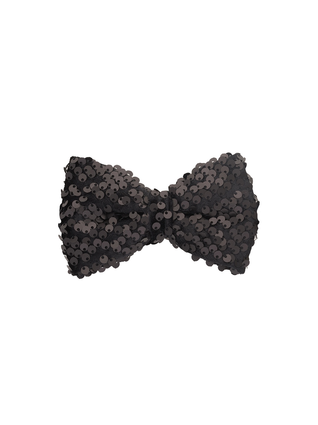 

The Tie Hub Men Woven Design Sequin Velvet Classic Bow Tie, Black