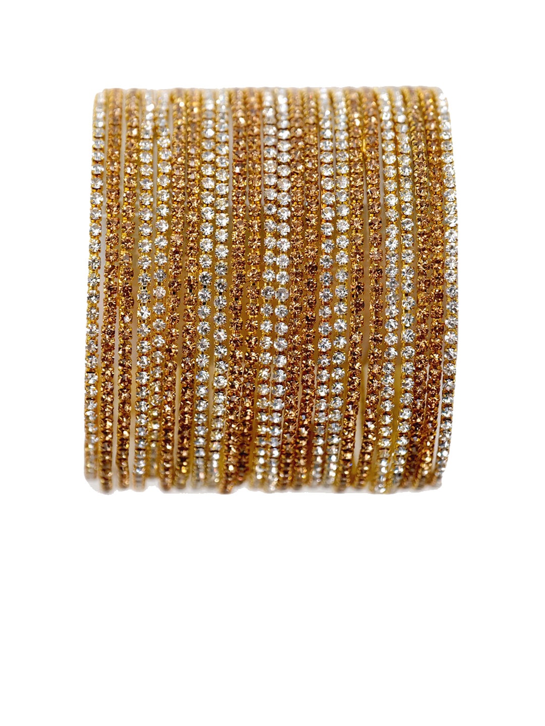 

NMII Set Of 24 Crystal Stone Studded Glossy Finished Bangles, Silver