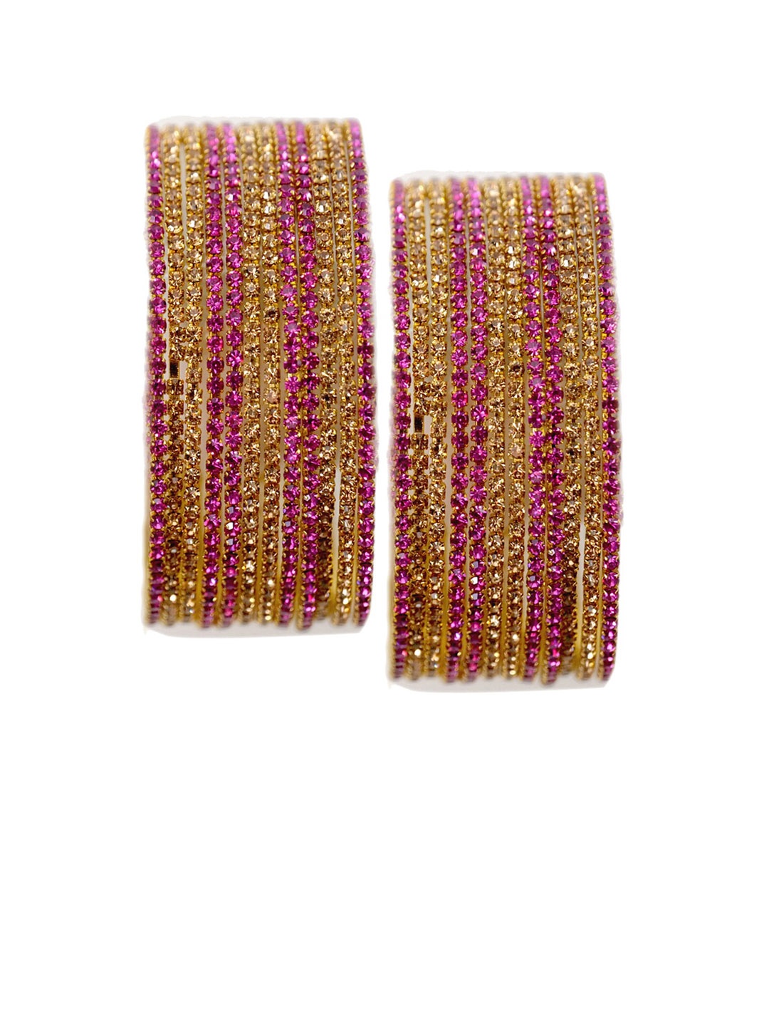 

NMII Set Of 24 Zircon-Studded Glossy Finished Bangles, Pink