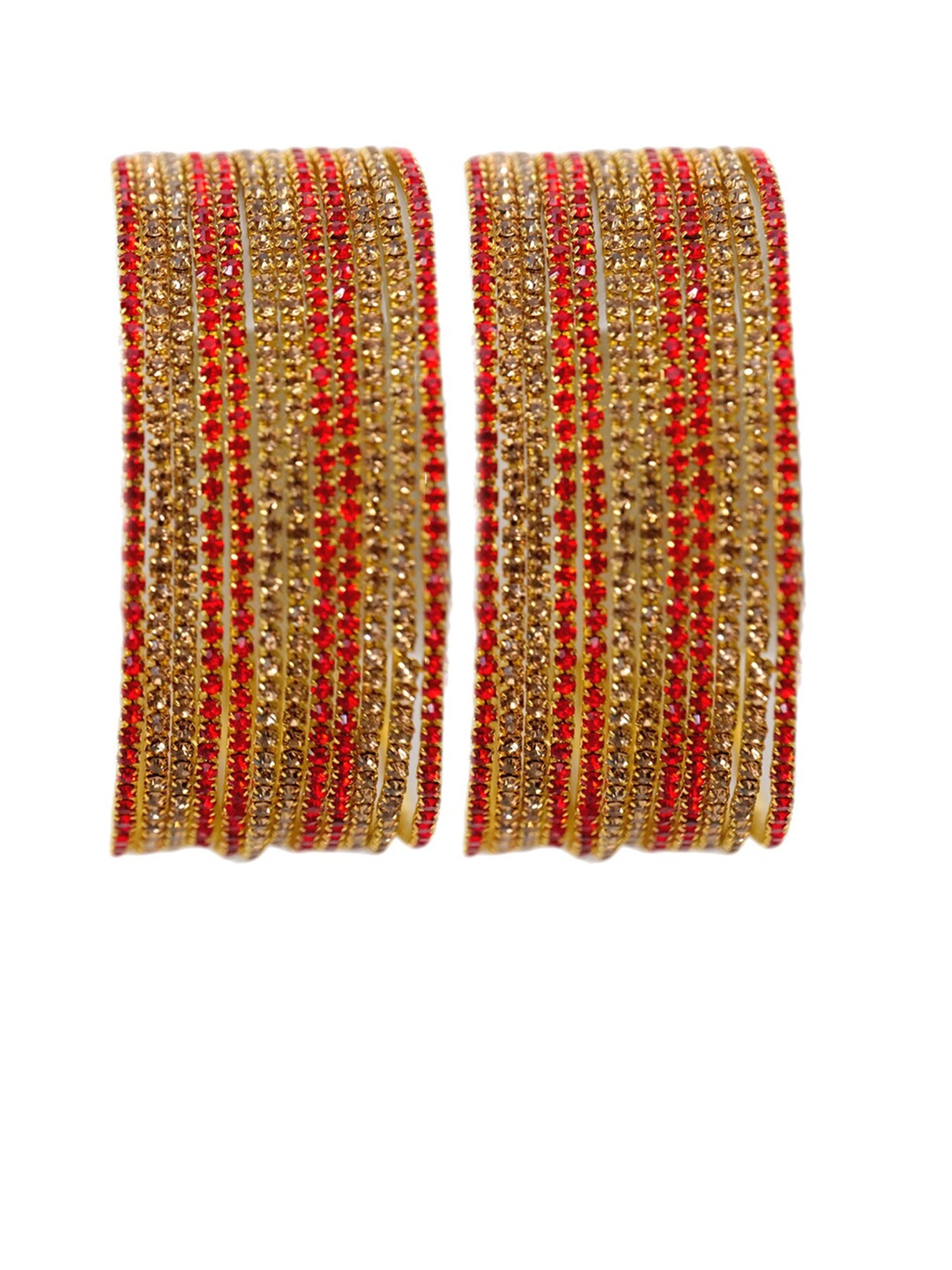

NMII Set Of 24 Zircon-Studded Glossy Finished Bangles, Red