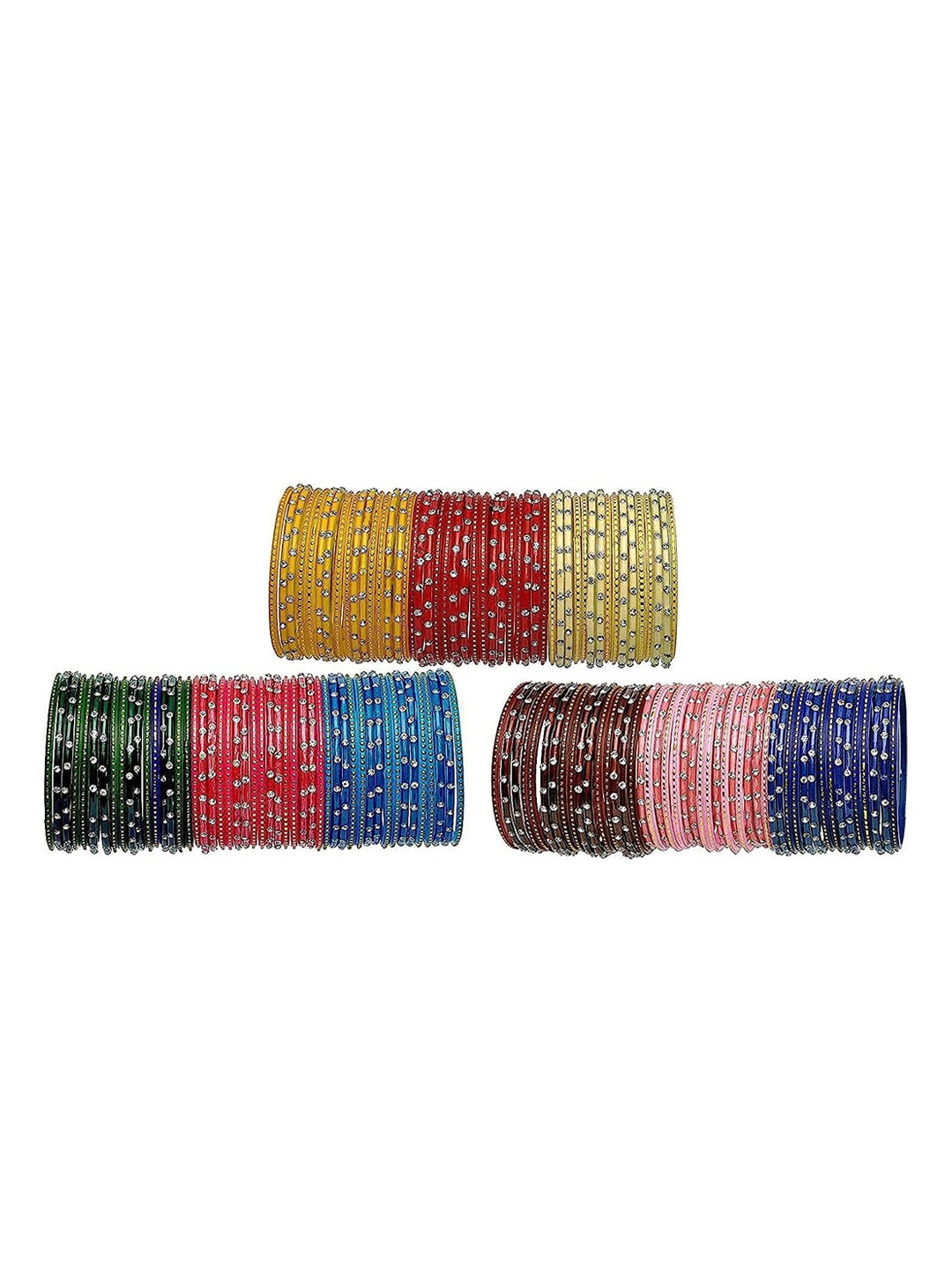 

NMII Pack Of 144 Zircon Studded Glossy Finished Bangles, Green