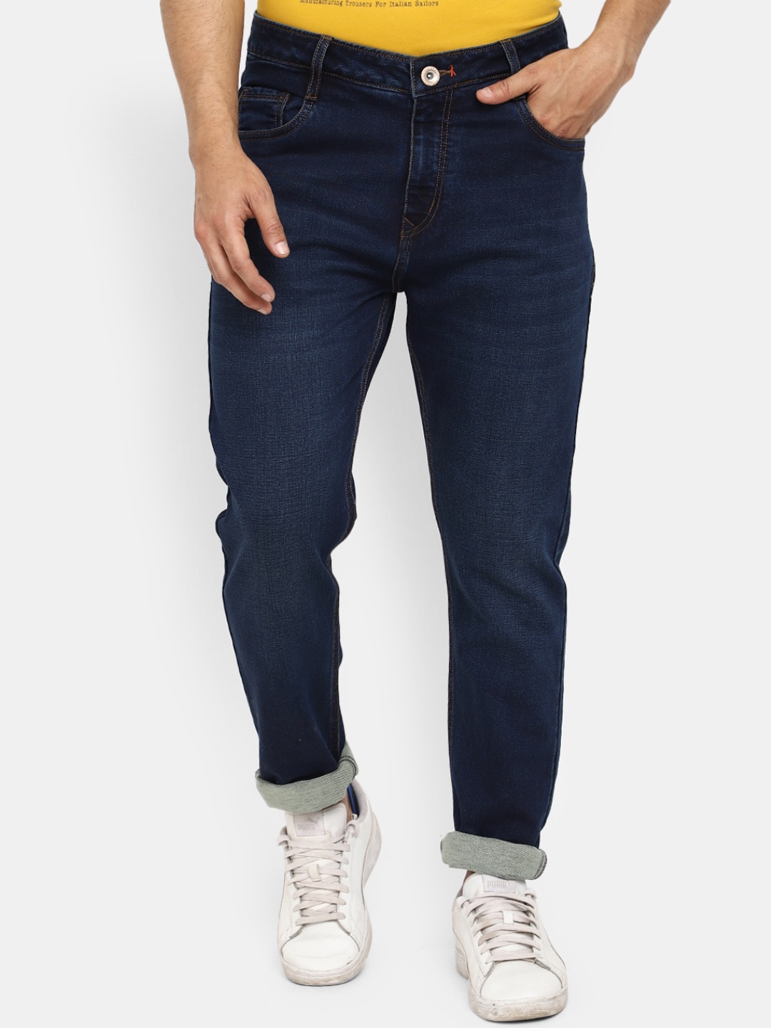 

V-Mart Men Cotton Clean Look Mid-Rise Classic Slim Fit Jeans, Blue