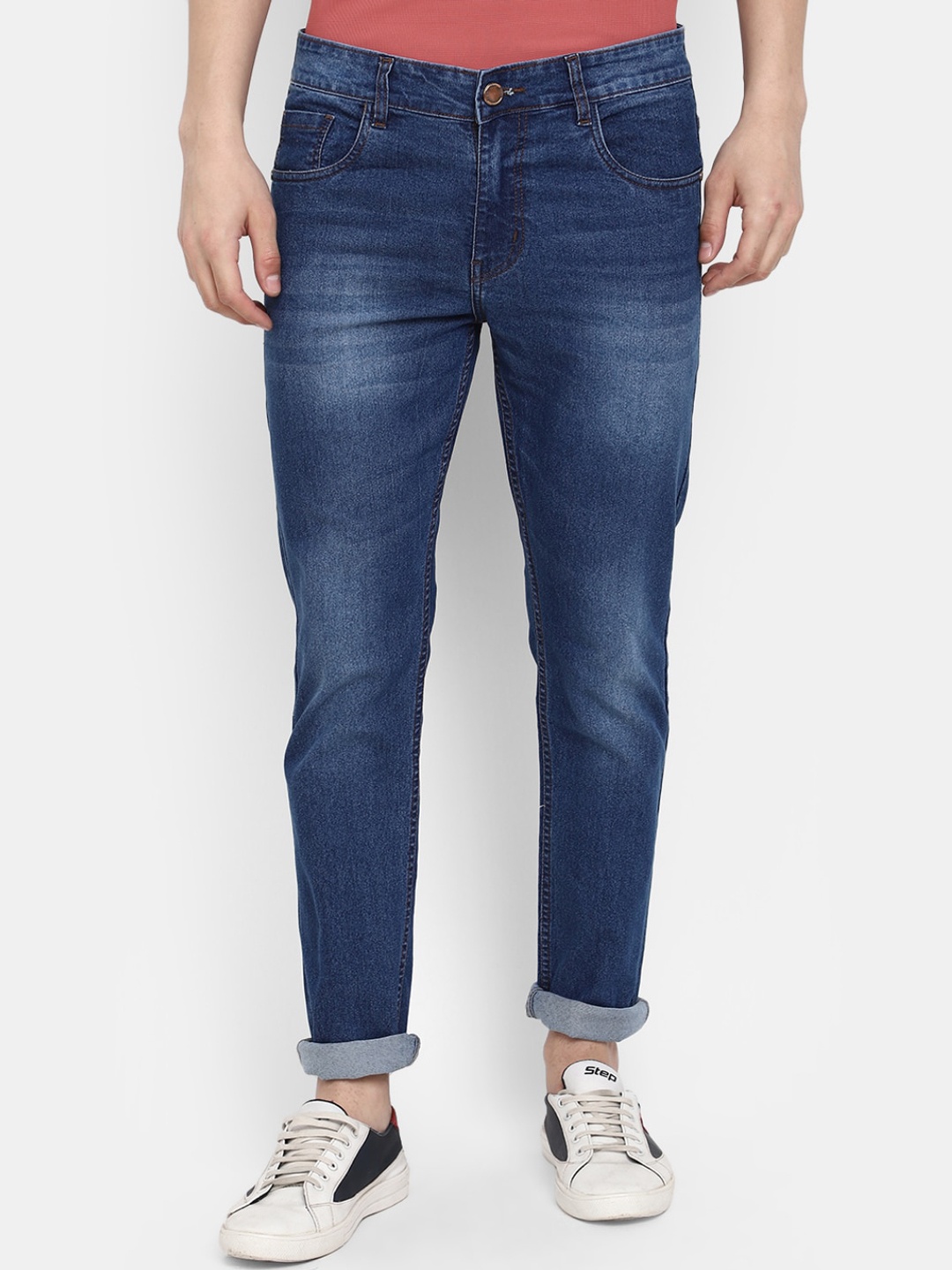 

V-Mart Men Classic Slim Fit Heavy Fade Jeans, Blue