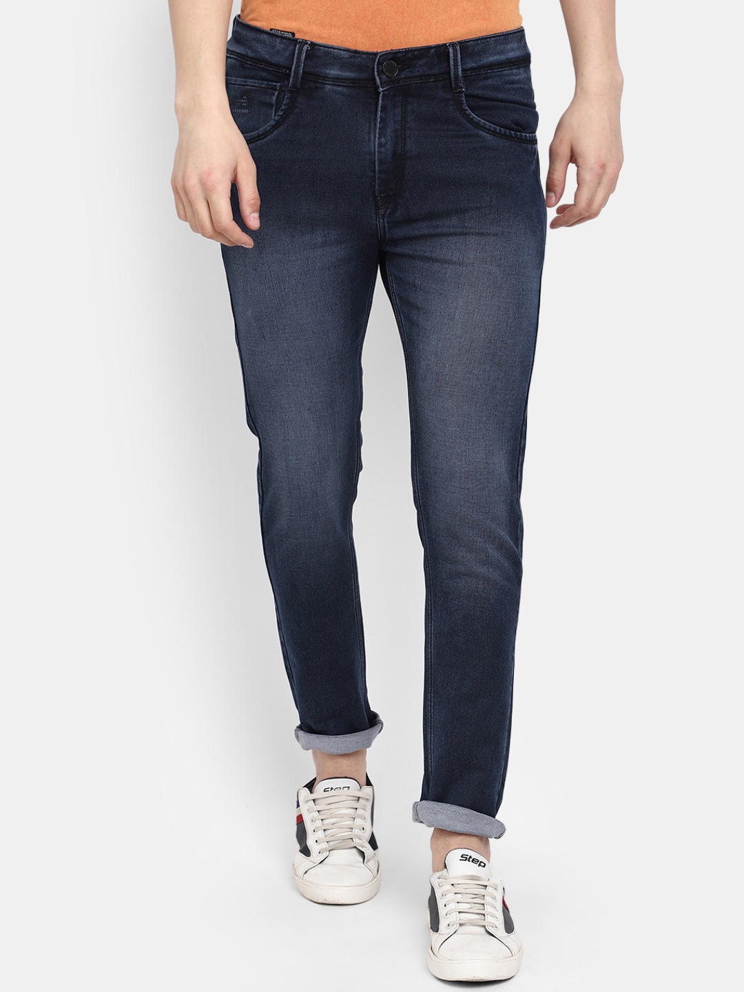 

V-Mart Men Classic Light Fade Mid-Rise Cotton Jeans, Grey