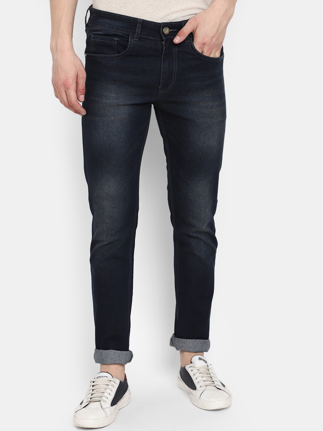 

V-Mart Men Classic Slim Fit Light Fade Cotton Jeans, Blue