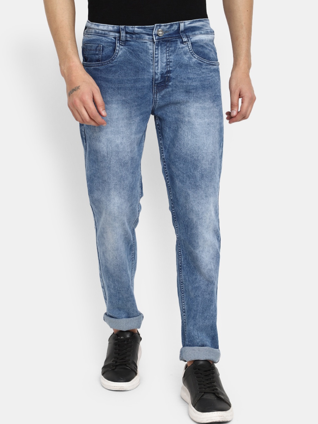 

V-Mart Men Heavy Fade Mid-Rise Cotton Denim Classic Slim Fit Jeans, Blue