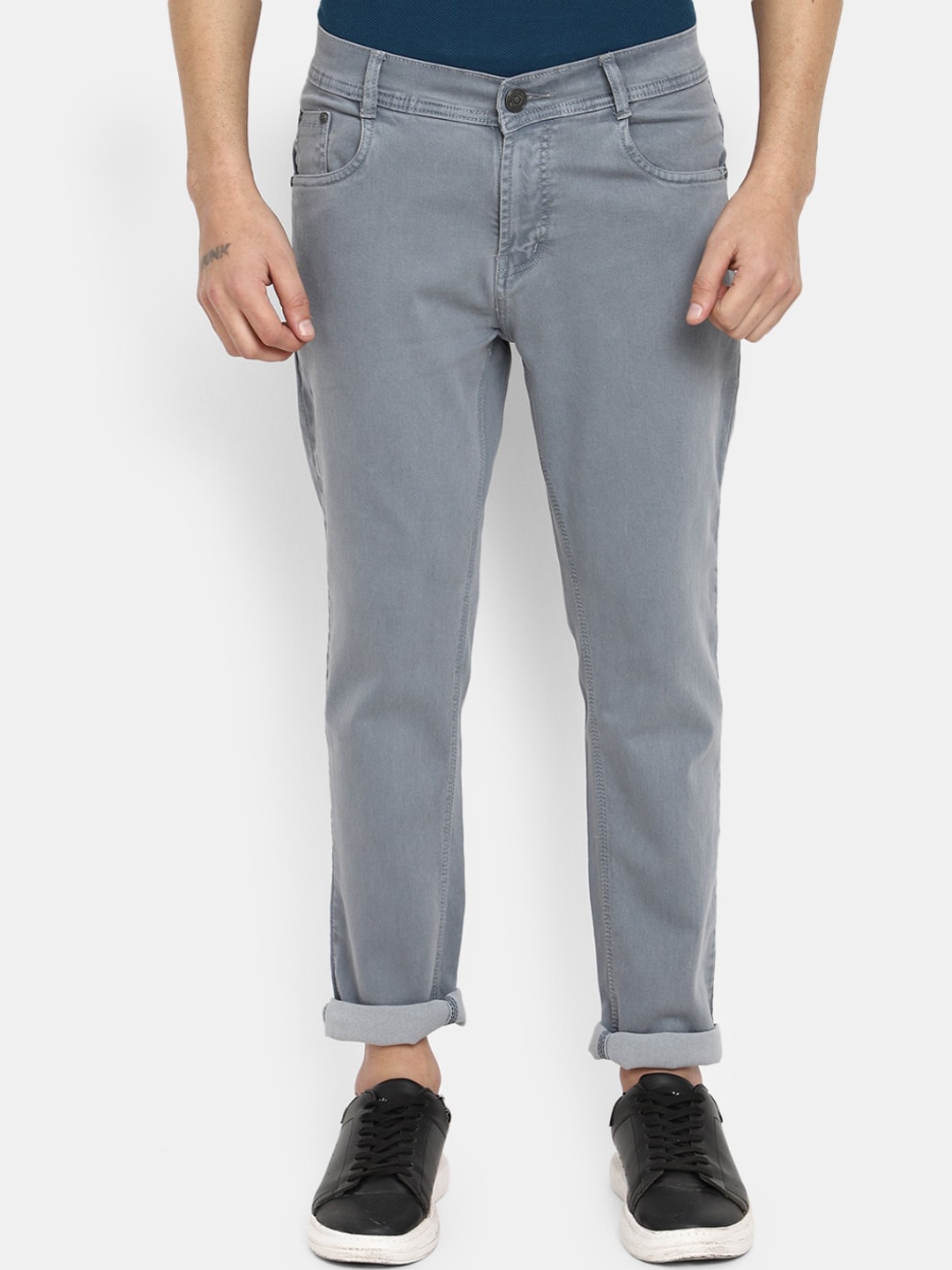

V-Mart Men Clean Look Mid-Rise Cotton Classic Slim Fit Jeans, Grey