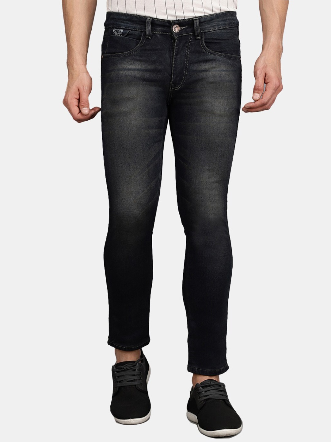 

V-Mart Men Mid-Rise Heavy Fade Cotton Knitted Classic Jeans, Blue