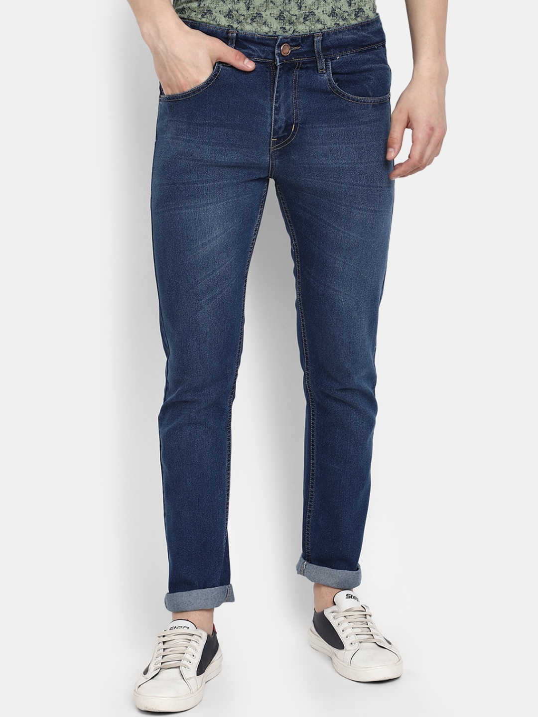 

V-Mart Men Light Fade Clean Look Mid-Rise Cotton Classic Slim Fit Jeans, Blue