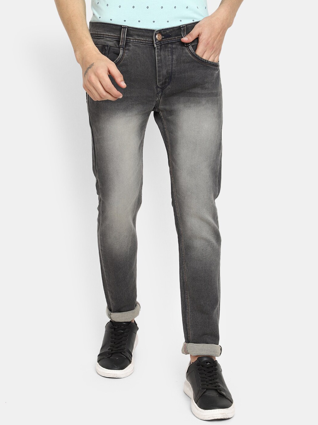 

V-Mart Men Classic Heavy Fade Cotton Jeans, Grey