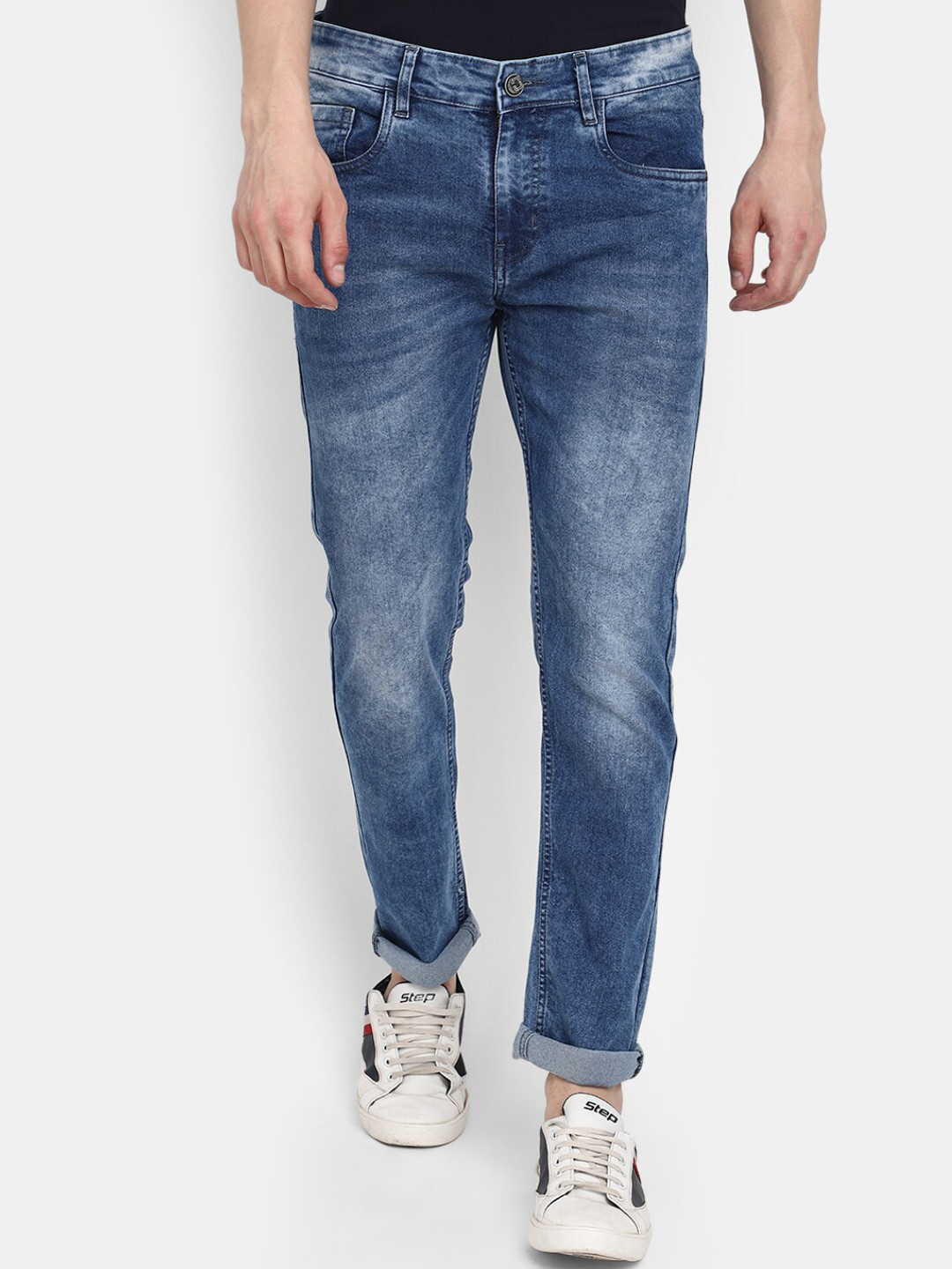

V-Mart Men Cotton Clean Look Heavy Fade Mid-Rise Classic Jeans, Blue
