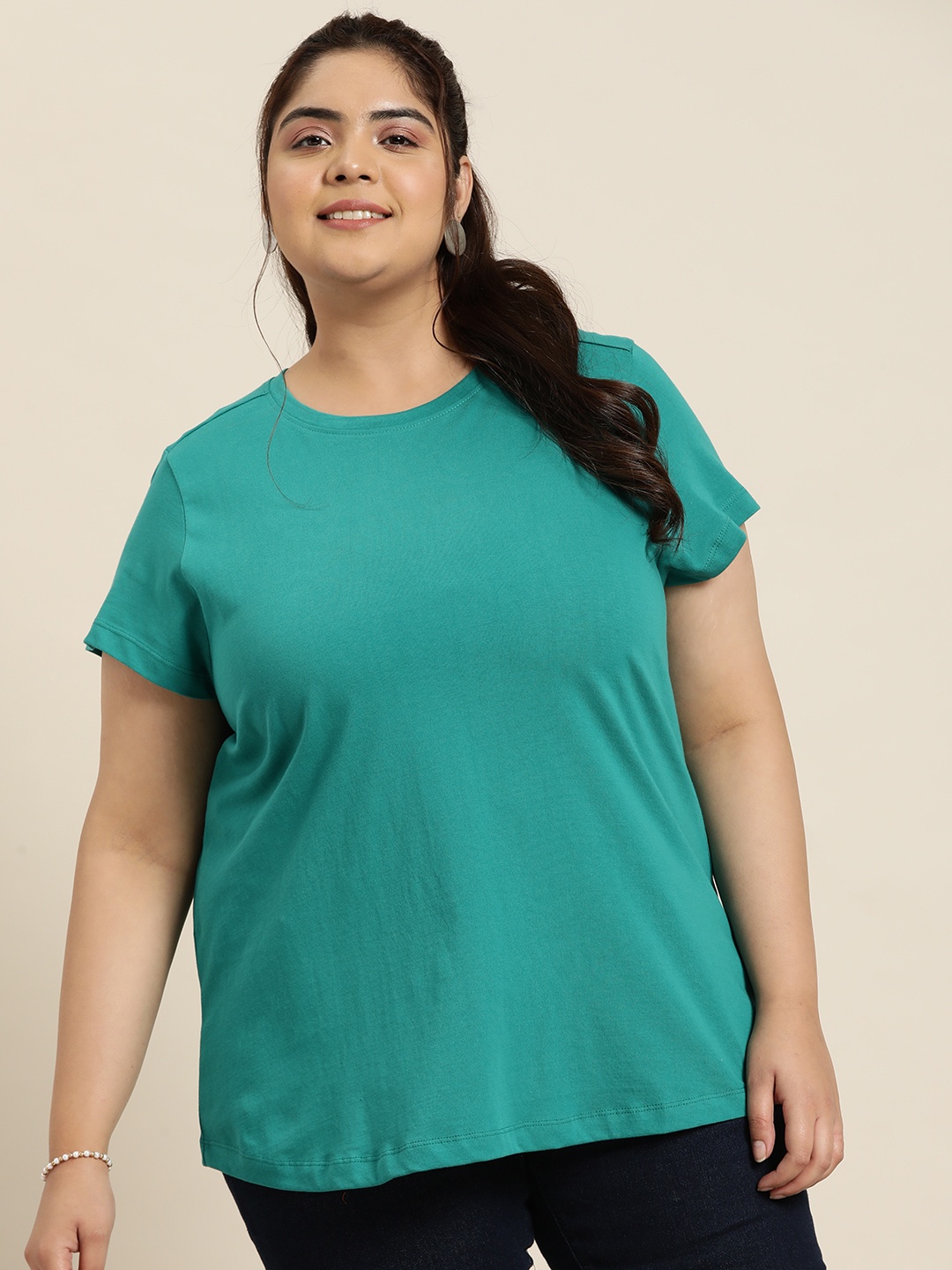 

Sztori Women Green Pure Cotton T-shirt