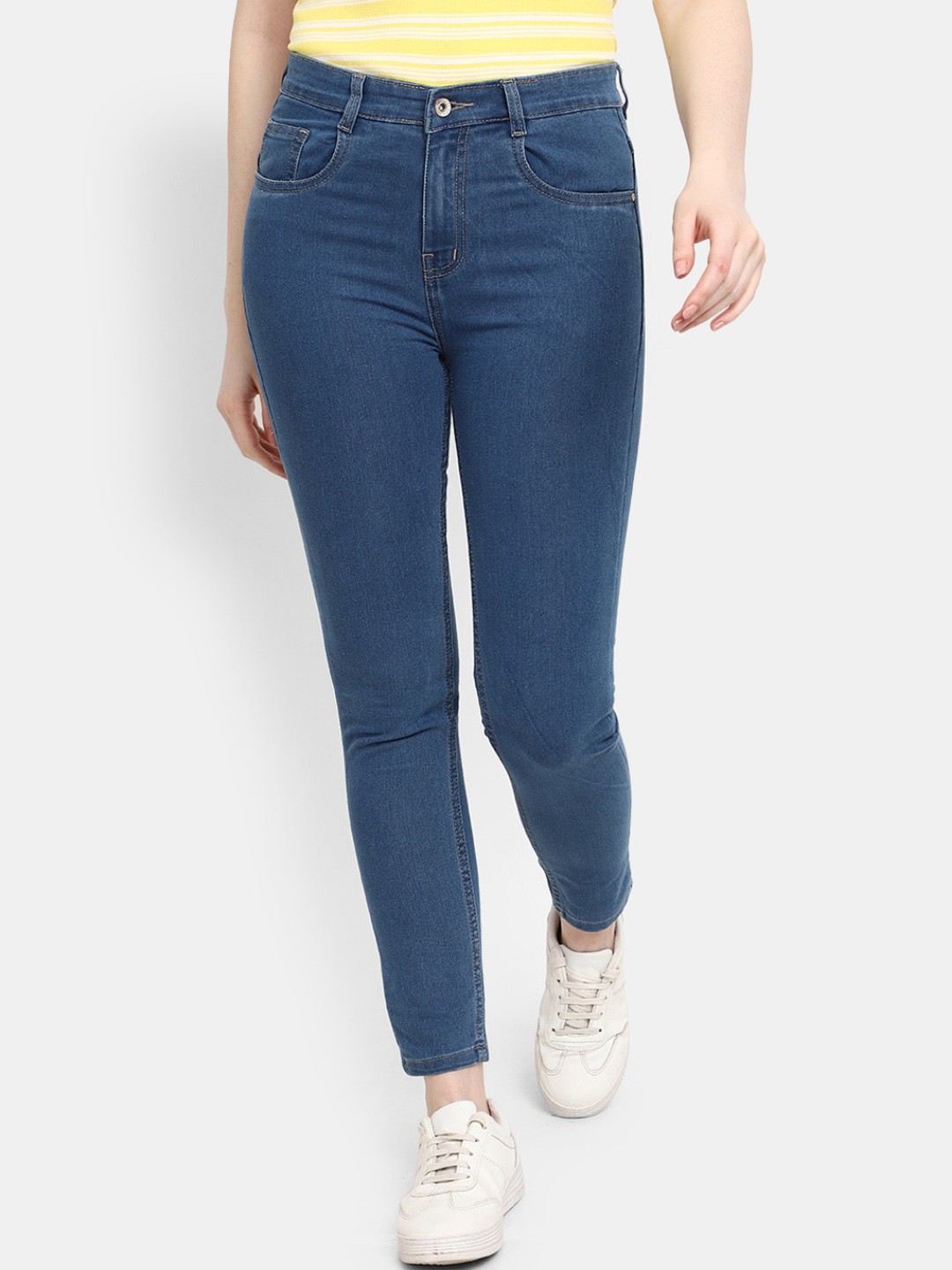 

V-Mart Women High-Rise Cotton Cropped Classic Jeans, Blue