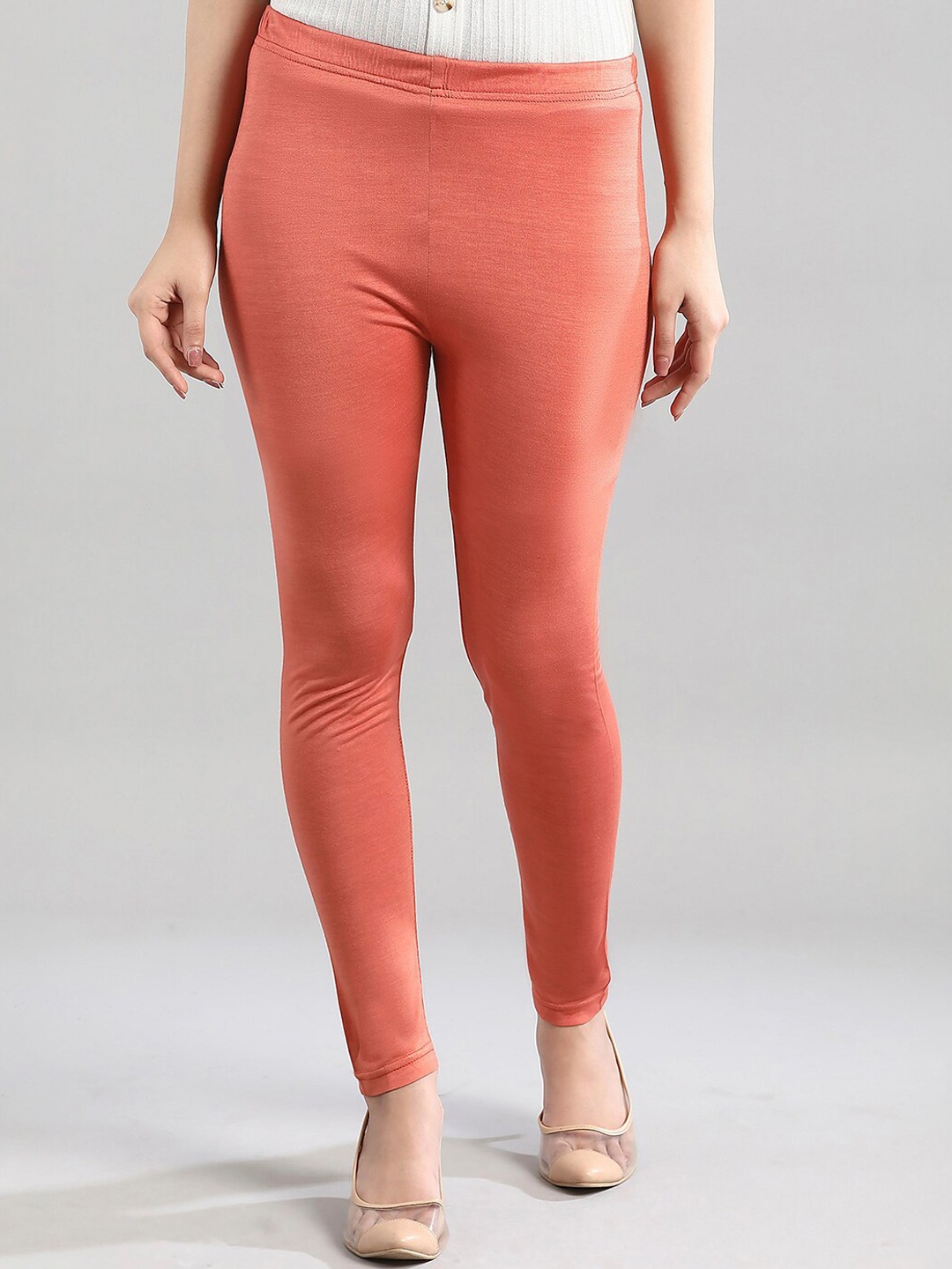 

AURELIA Women Slim-Fit Ankle Length Leggings, Orange