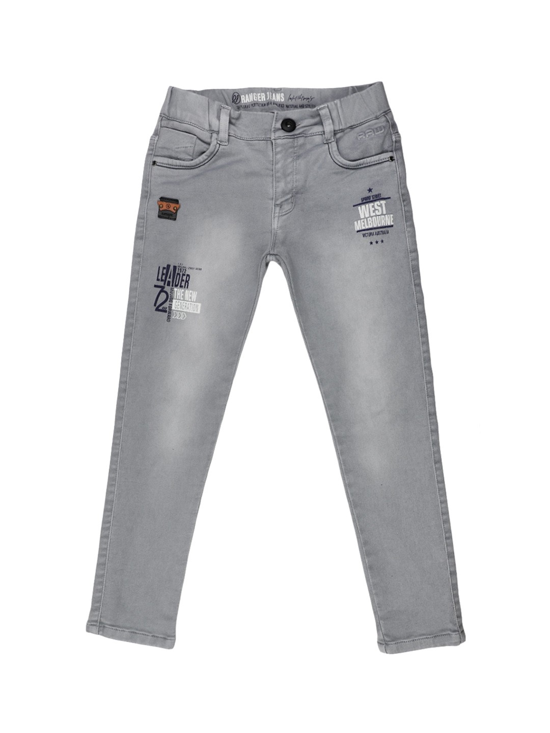 

V-Mart Boys Clean Look Mid-Rise Cotton Classic Jeans, Grey