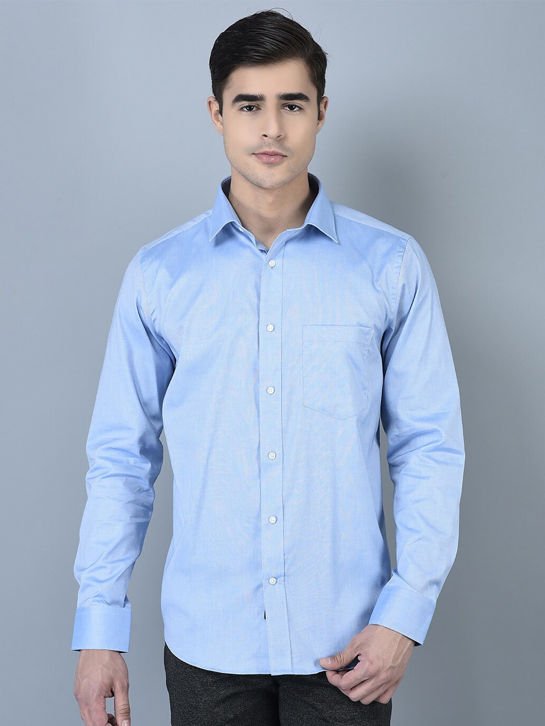 

CANOE Spread Collar Smart Fit Cotton Casual Shirt, Blue