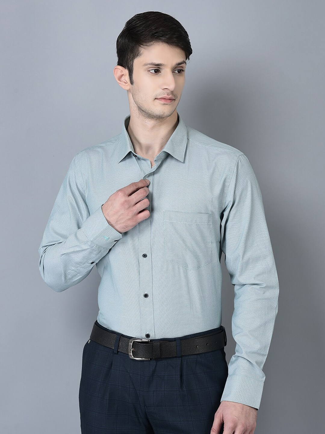

CANOE Micro Ditsy Striped Spread Collar Smart Cotton Formal Shirt, Blue
