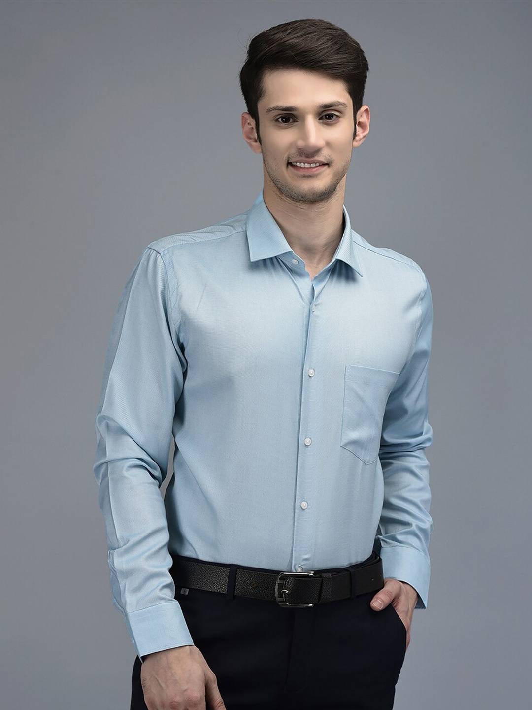 

CANOE Spread Collar Cotton Formal Shirt, Blue
