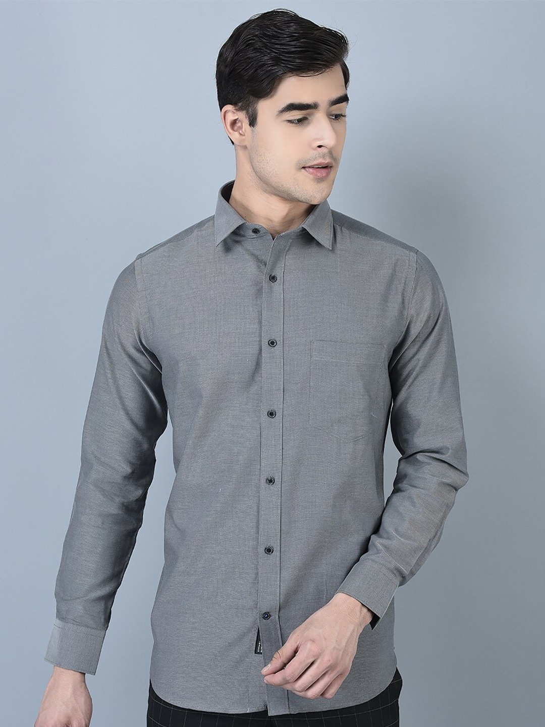 

CANOE Smart Spread Collar Pure Cotton Formal Shirt, Grey