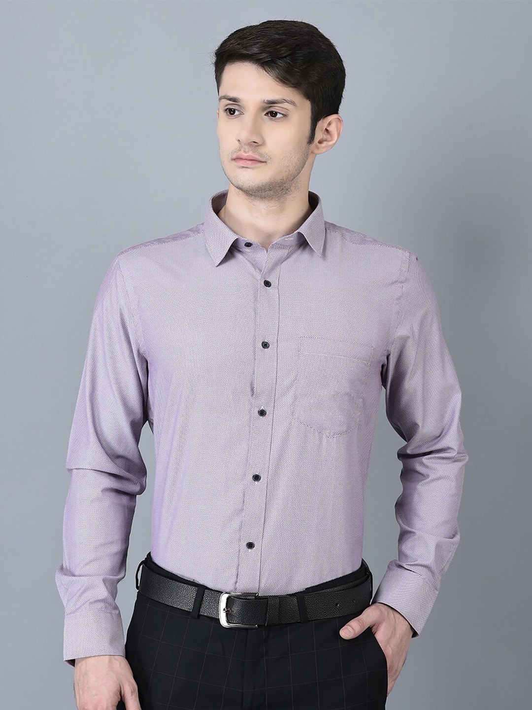 

CANOE Smart Micro Ditsy Printed Pure Cotton Formal Shirt, Purple