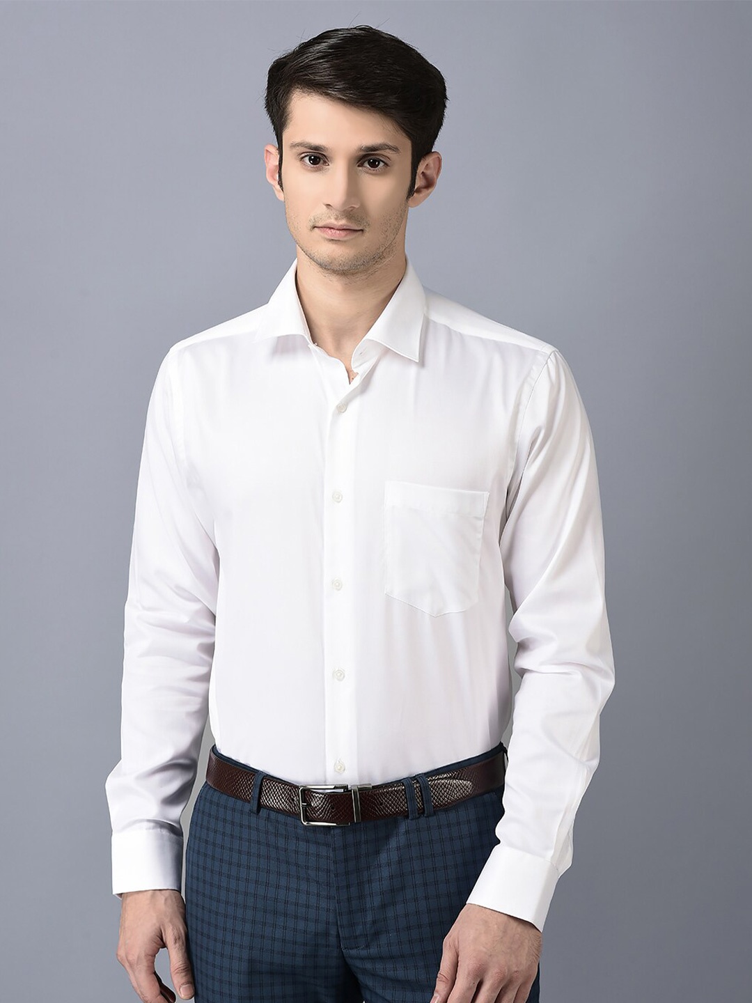 

CANOE Smart Spread Collar Pure Cotton Formal Shirt, White